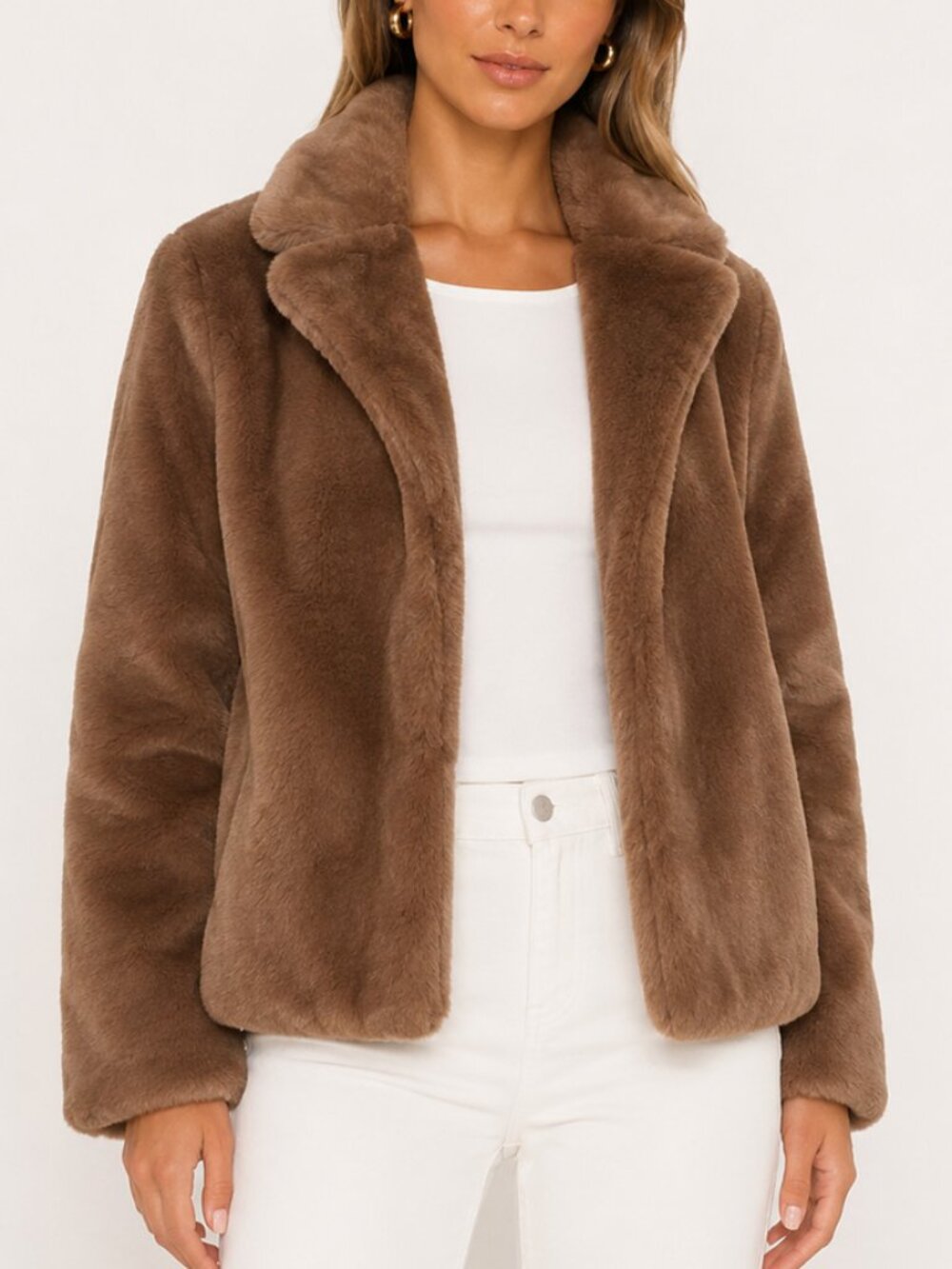 Love Tree Brown Teddy Faux Fur Jacket Size S
